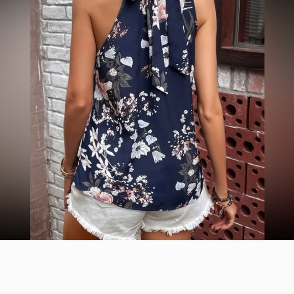 Halter Top Navy Blue Floral - Picture 3 of 5